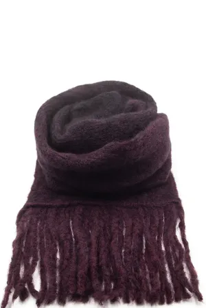 Black and Burgundy Brushed Mohair Scarf