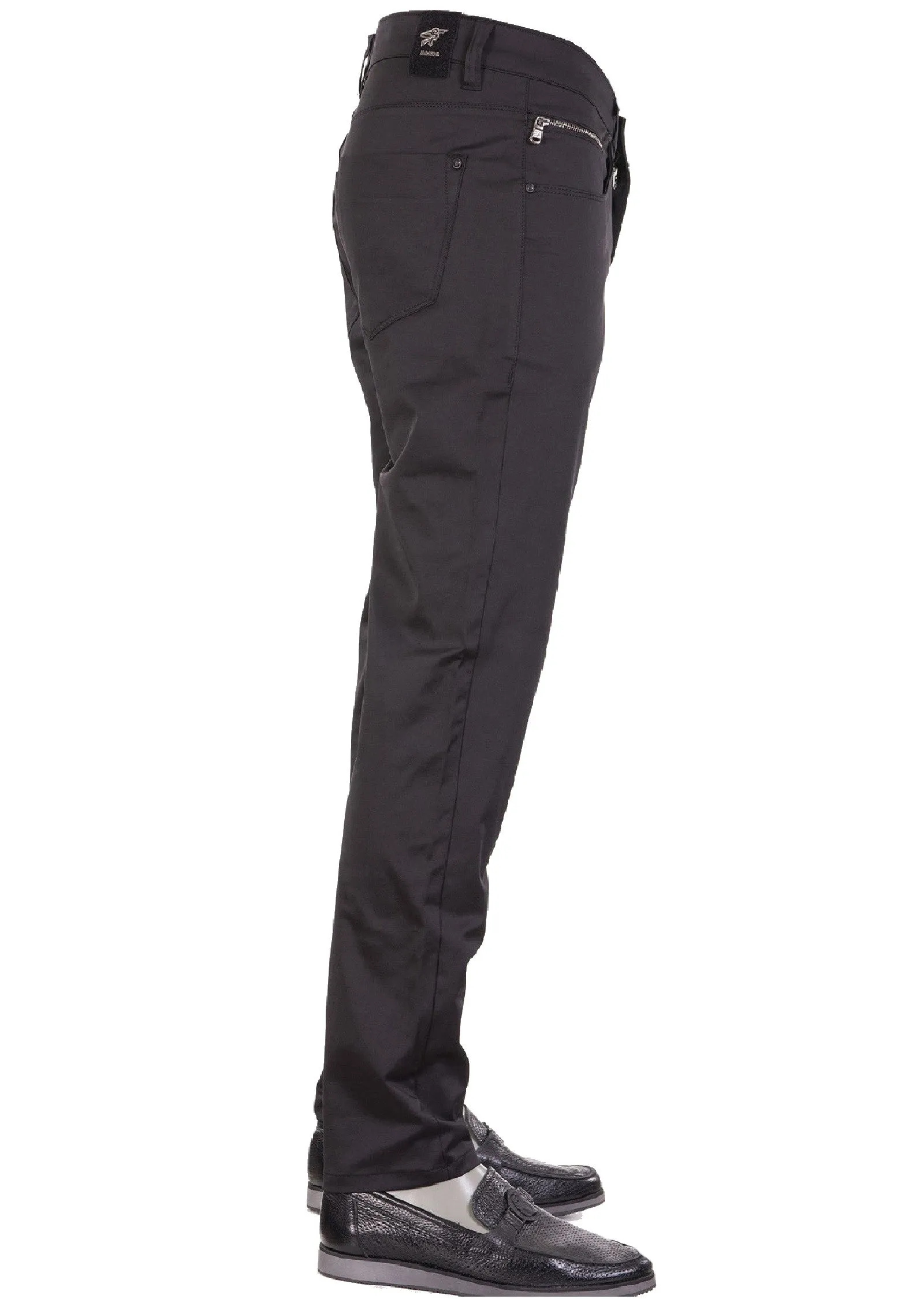 Black Triple Zipper Tech Pants