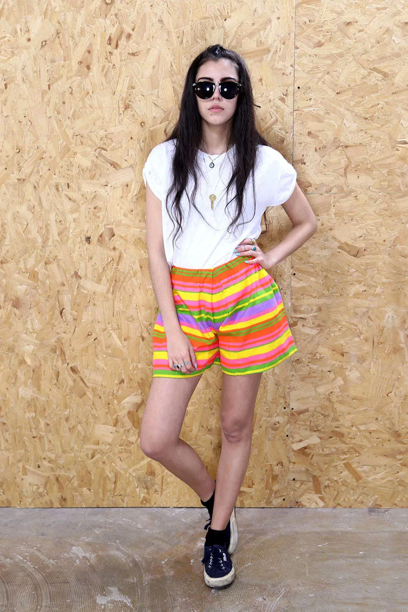 Bright Striped Casual Shorts