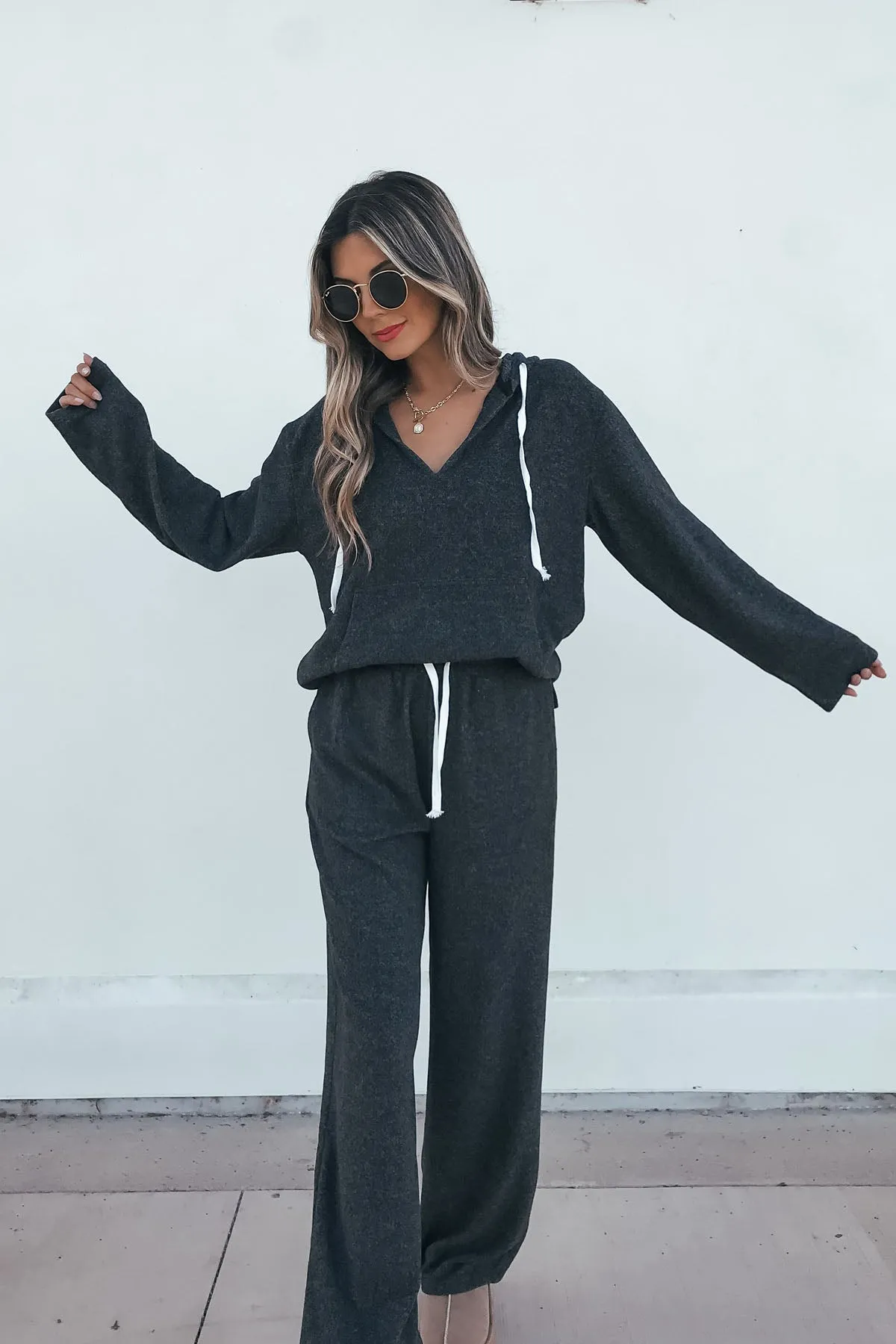 Charcoal Pullover Sweatshirt and Pant Set