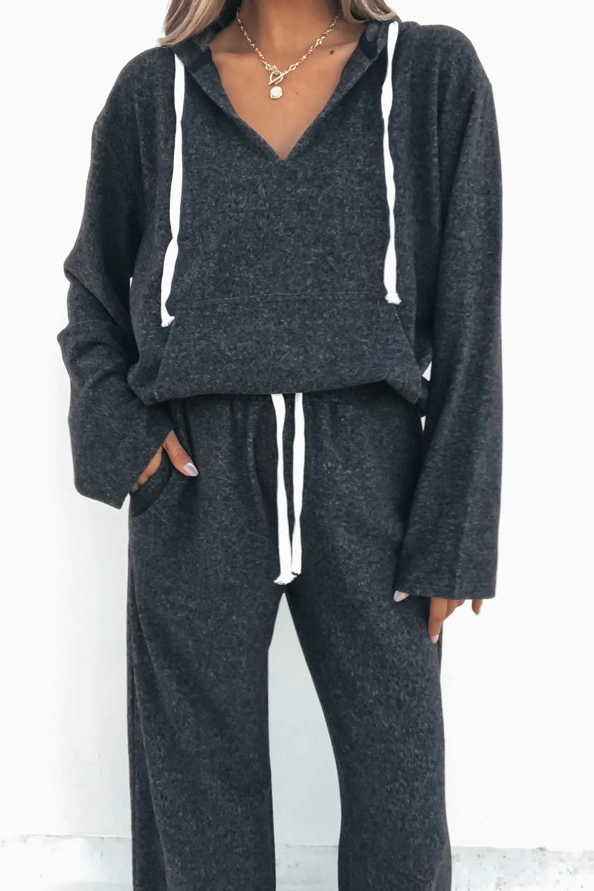 Charcoal Pullover Sweatshirt and Pant Set