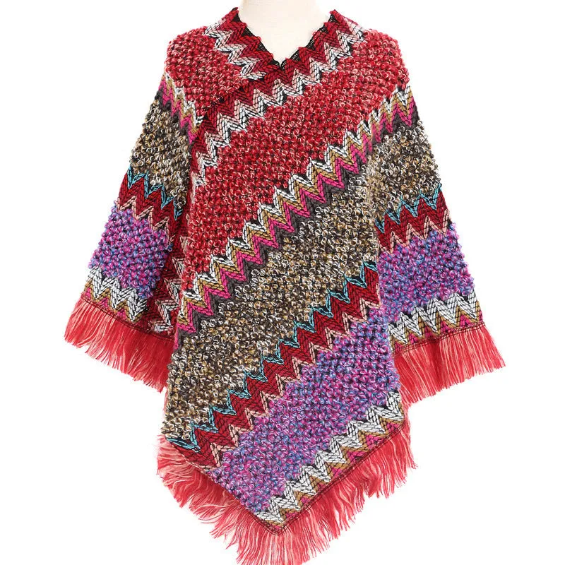 Colourful  Women's Ethnic Style Pullover Cloak