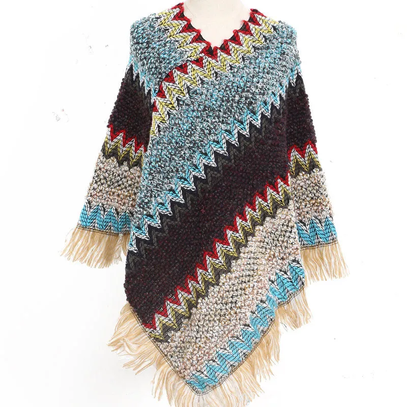 Colourful  Women's Ethnic Style Pullover Cloak