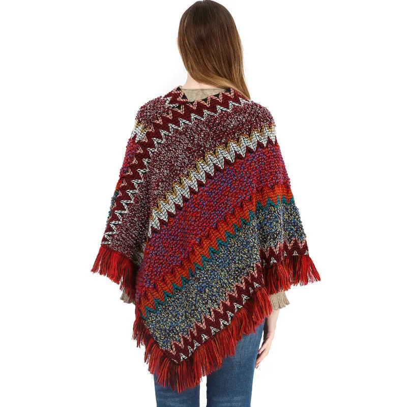 Colourful  Women's Ethnic Style Pullover Cloak