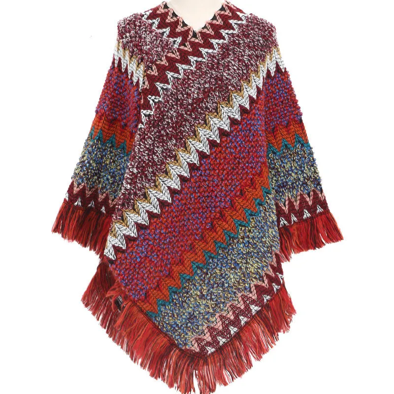 Colourful  Women's Ethnic Style Pullover Cloak