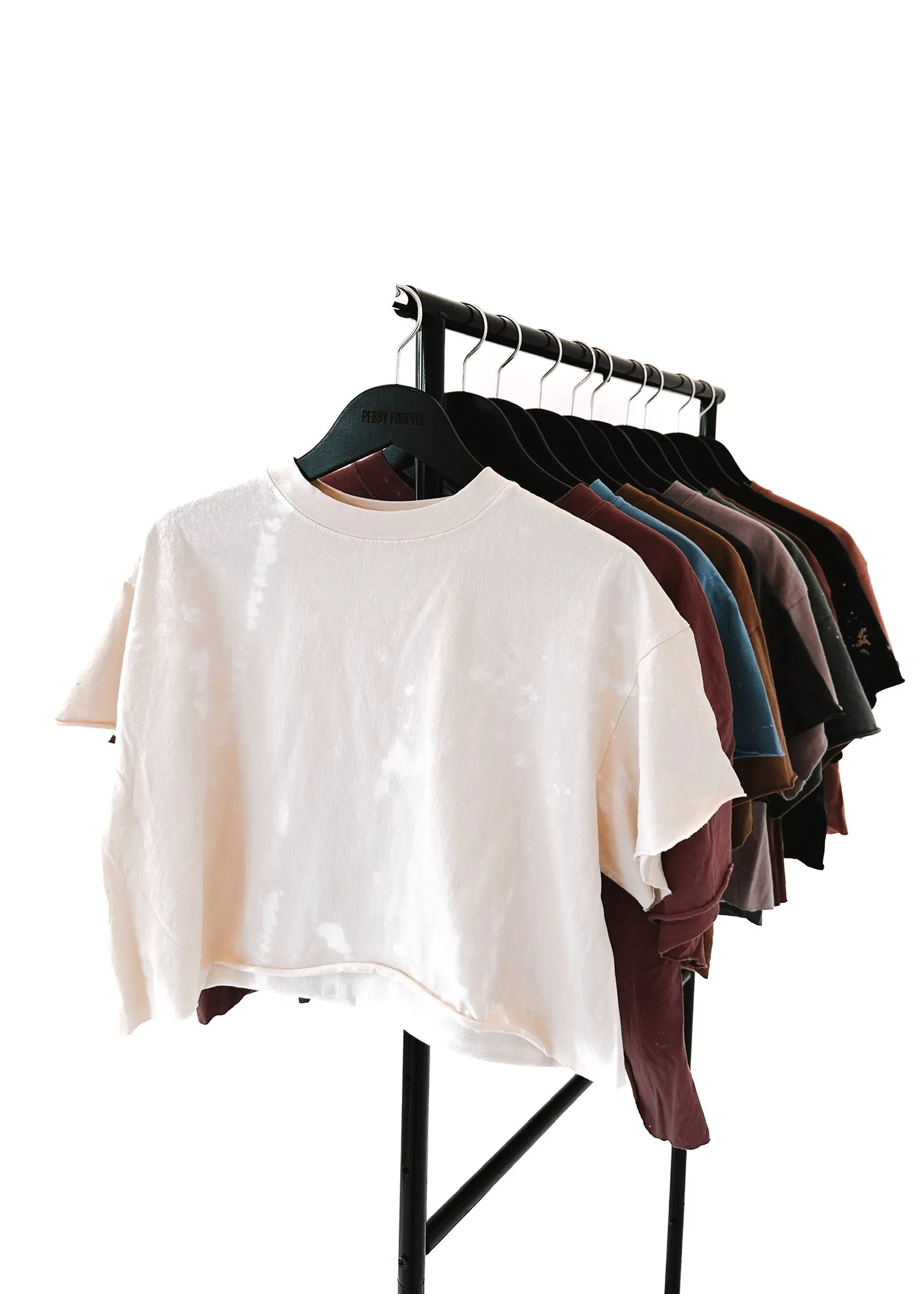 CROPPED PEBBY BASICS BLEACHED OUT IVORY TEE