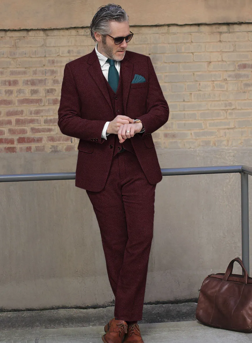 Dark Wine Heavy Tweed Suit