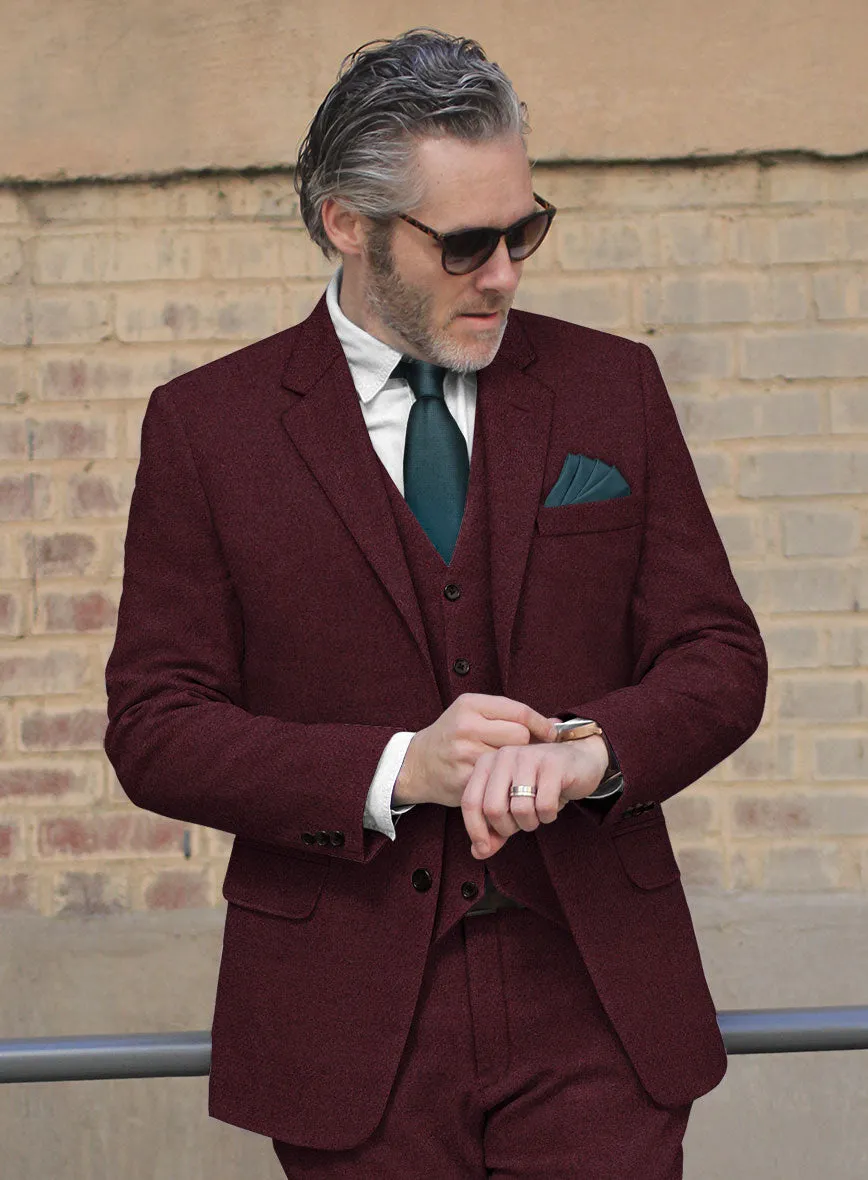 Dark Wine Heavy Tweed Suit