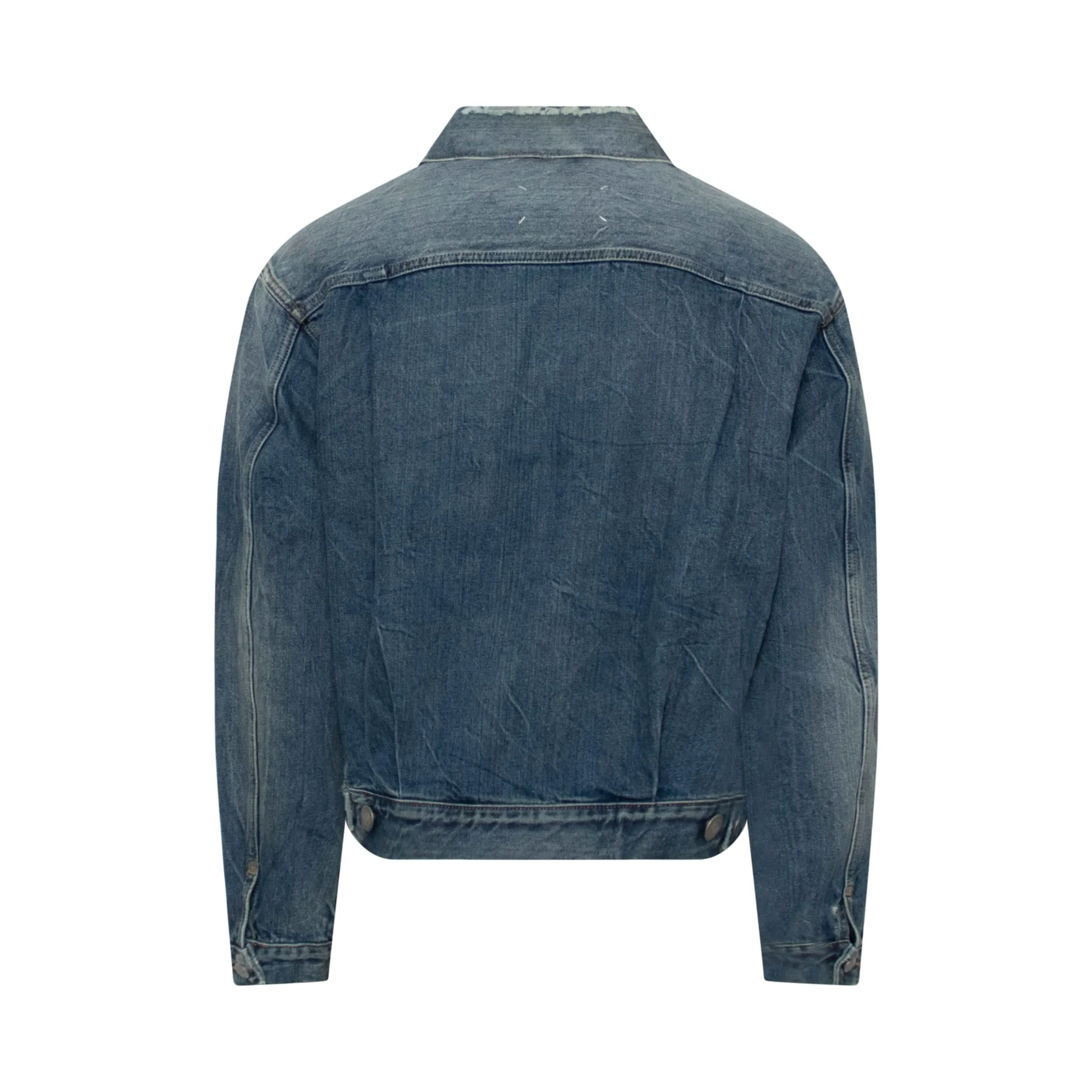 Distressed Denim Jacket in Vintage Indigo