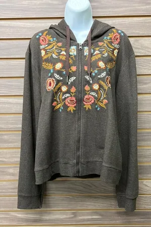 Embroidered hoodie zipper jacket