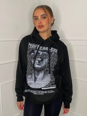 Fearless Statue Print Hoodie - Black