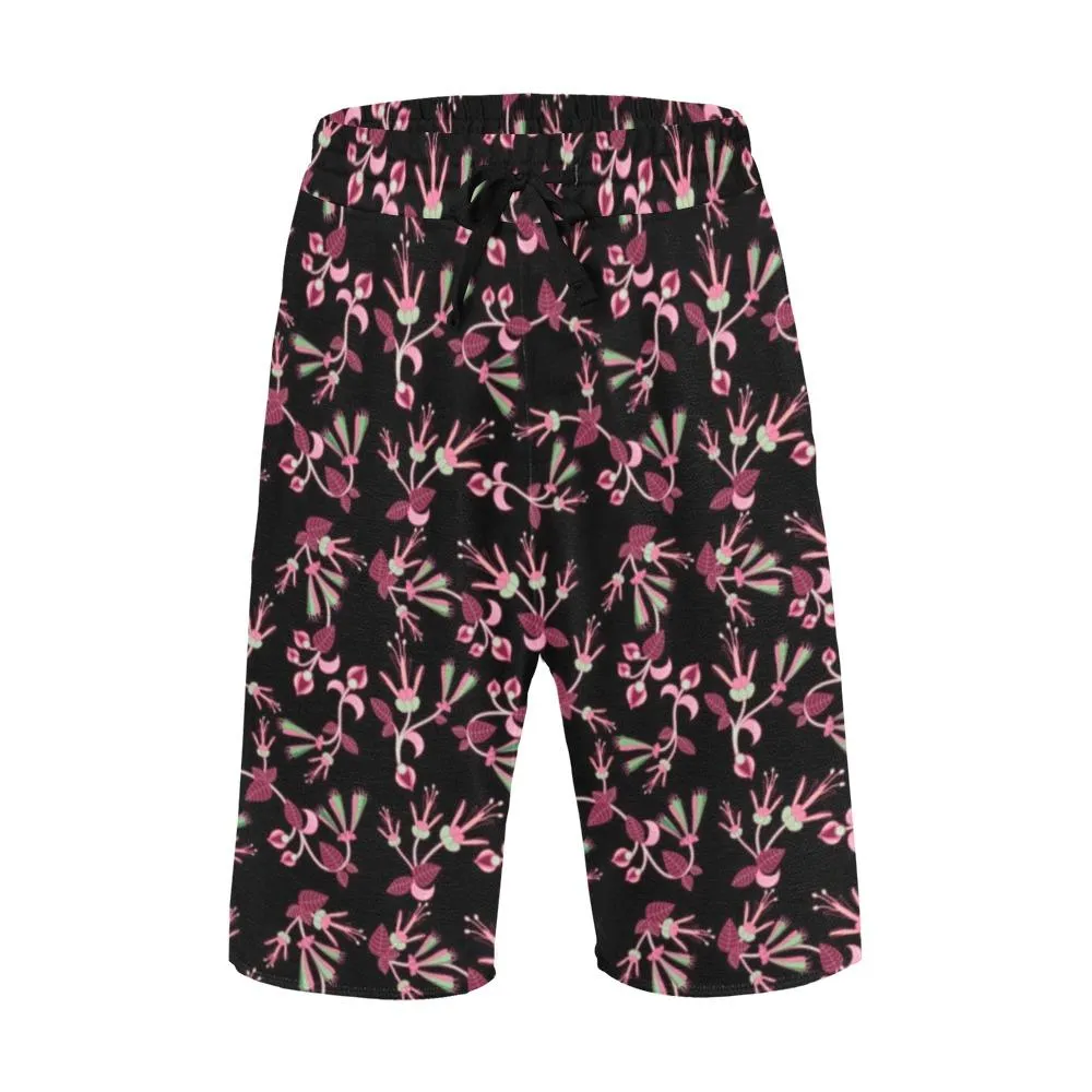 Floral Green Black Men's Casual Shorts