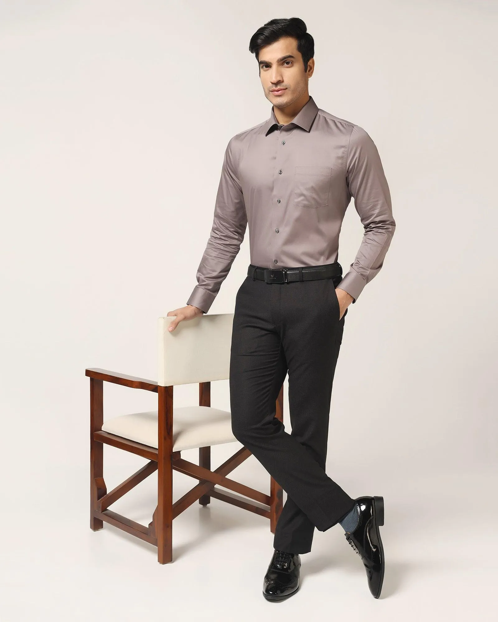 Formal Grey Solid Shirt - Simble