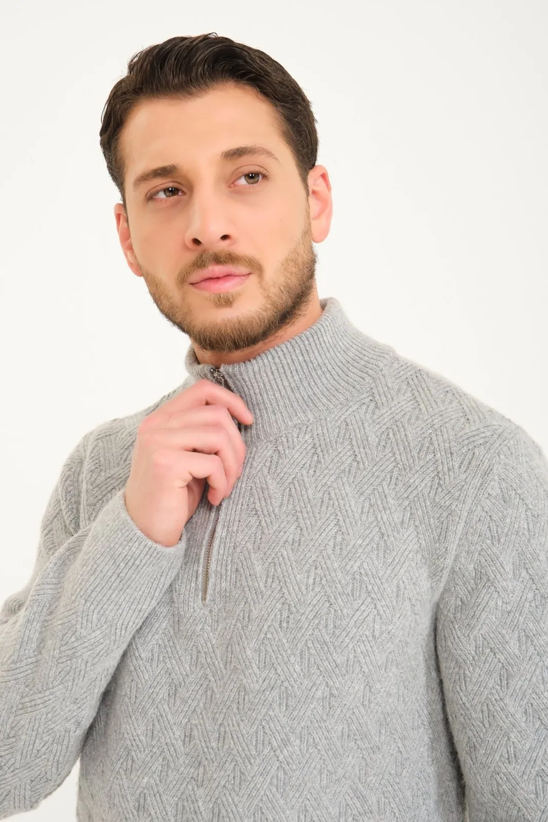 Grey Wool Knit Sweater