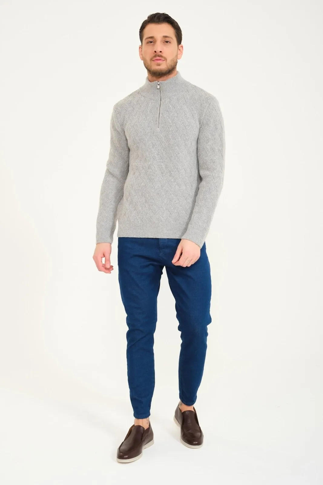 Grey Wool Knit Sweater