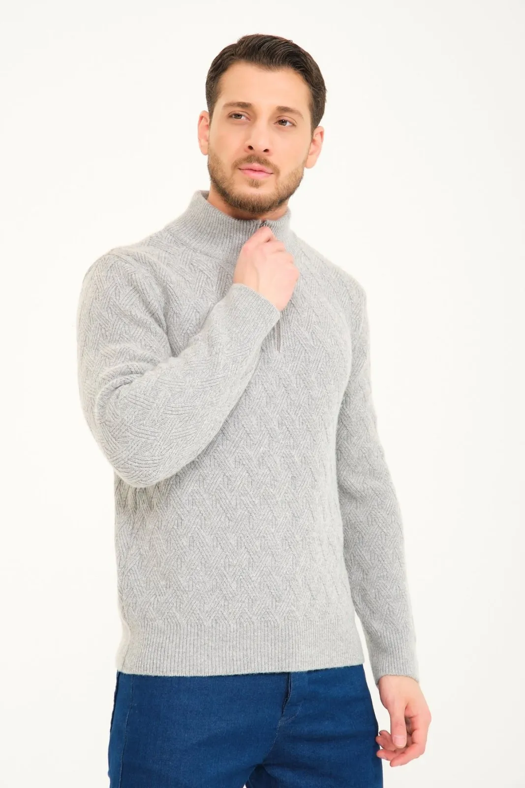 Grey Wool Knit Sweater