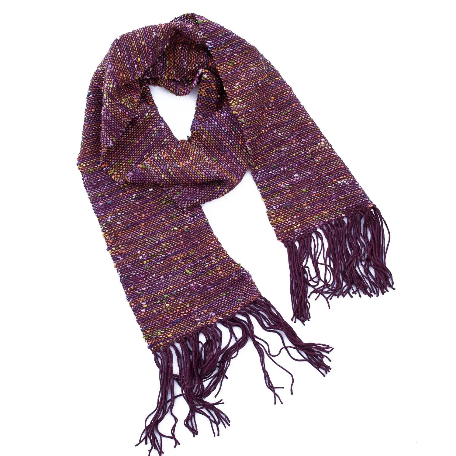 Handwoven Scarf, nubby purple, 6.5" x 59"