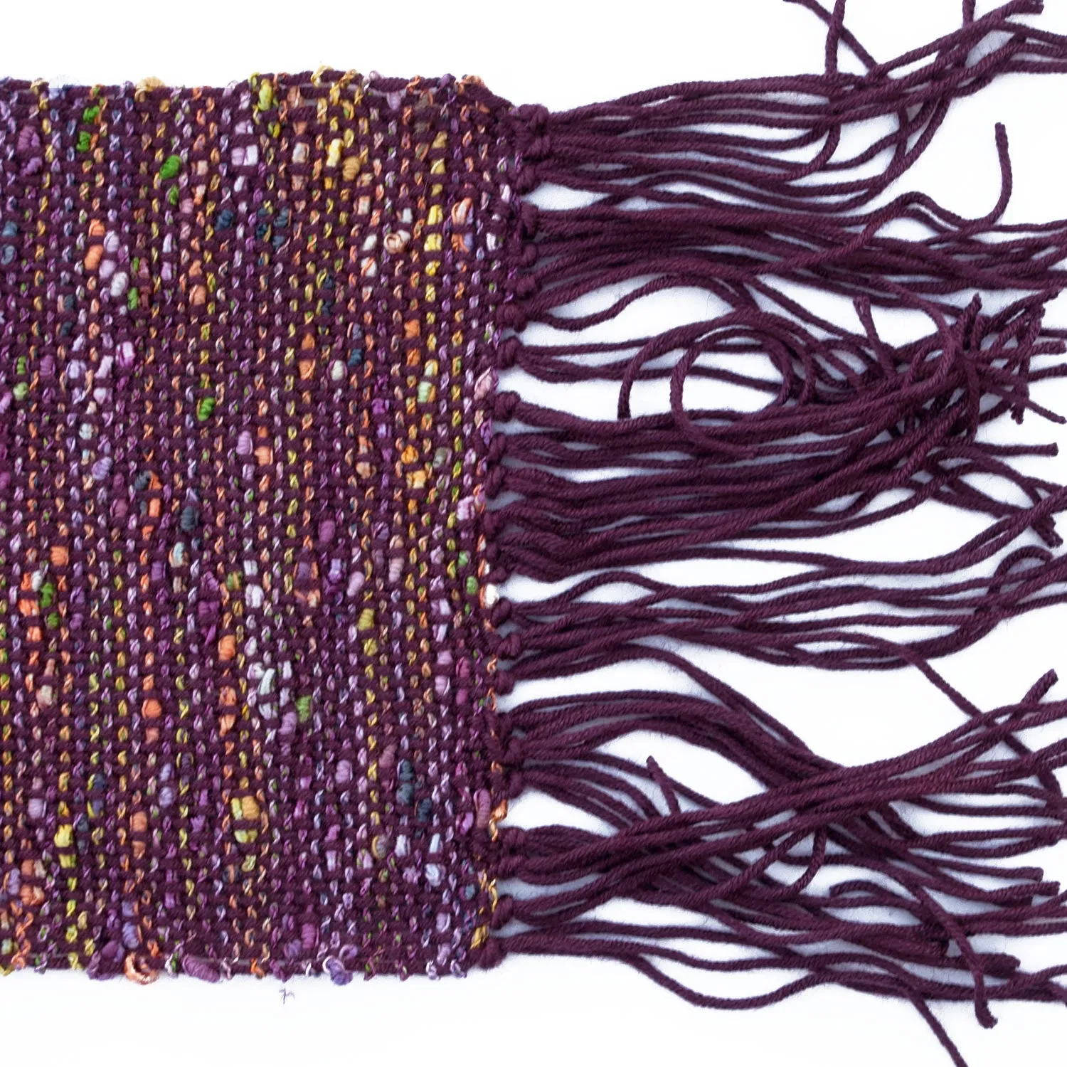 Handwoven Scarf, nubby purple, 6.5" x 59"