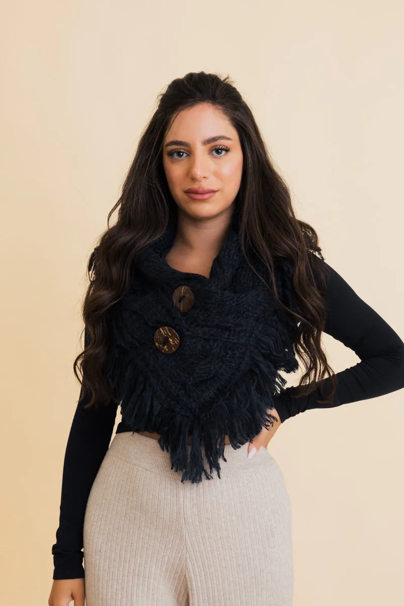 Heathered Shoulder Warmer With Coco Buttons