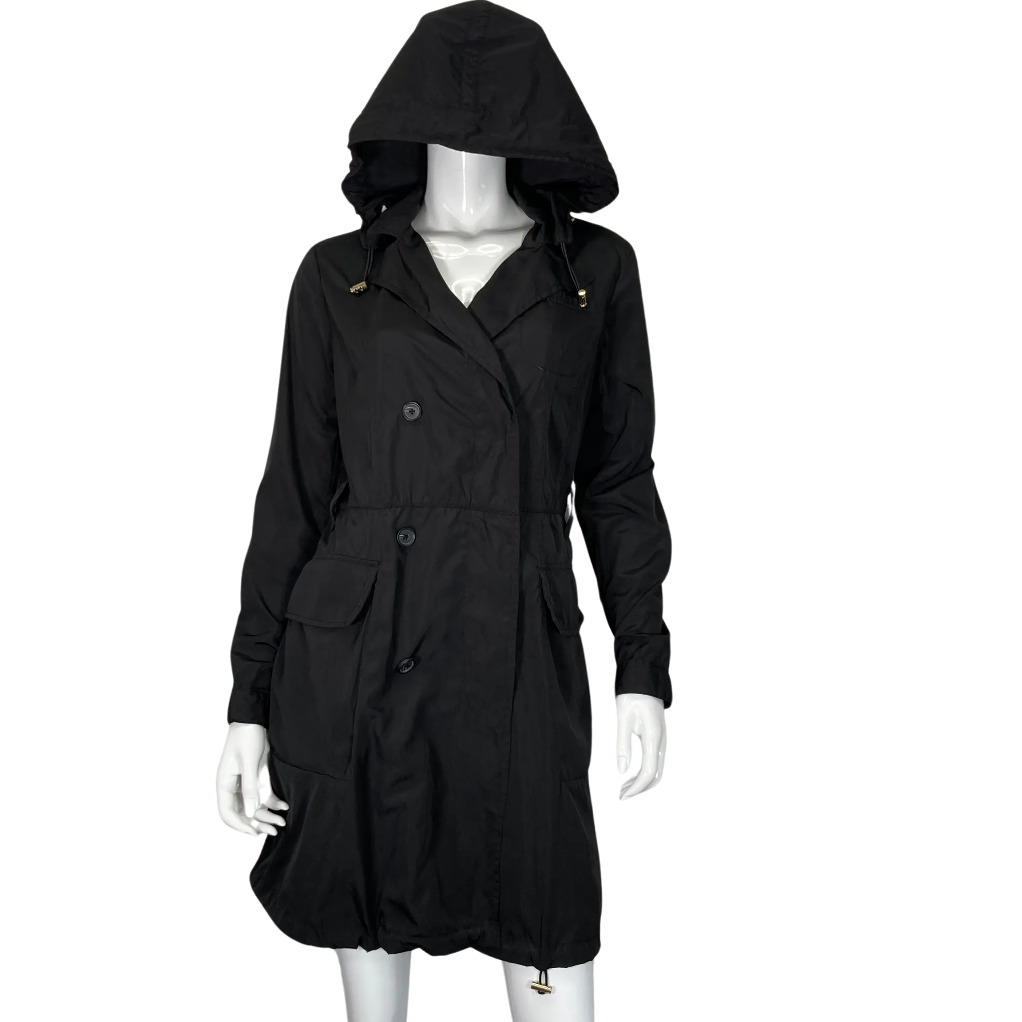 Henri Bendel Black Sleek Trench Raincoat