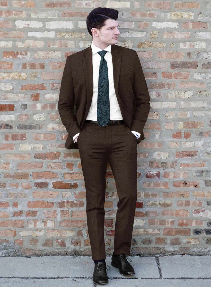 Italian Iucef Cocoa Brown Wool Suit