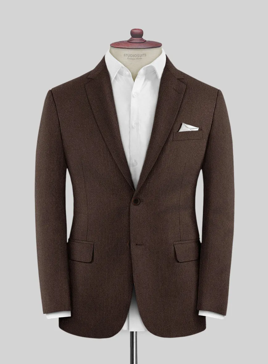 Italian Iucef Cocoa Brown Wool Suit