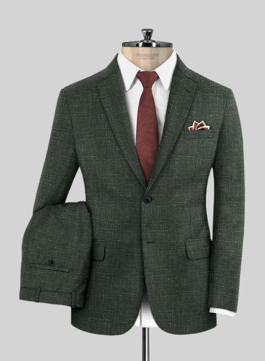 Italian Murano Bottle Green Wool Linen Suit