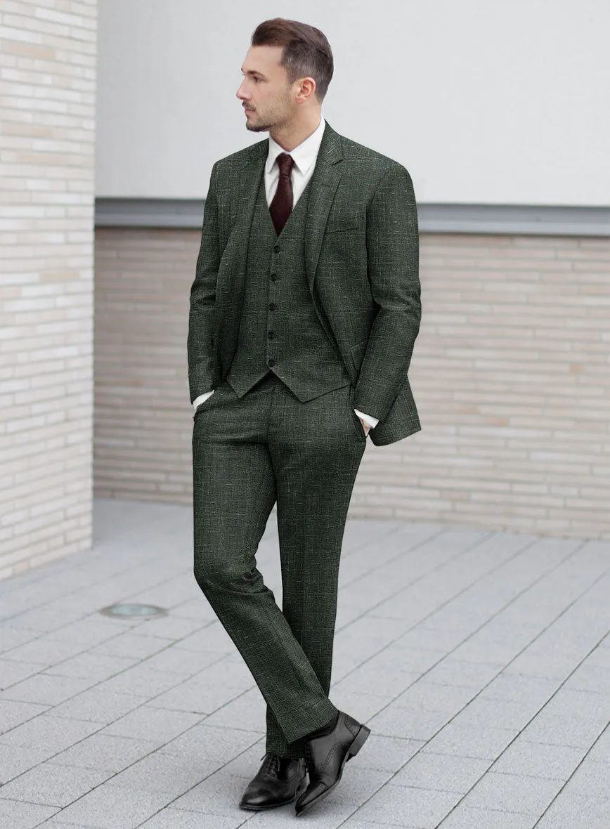 Italian Murano Bottle Green Wool Linen Suit