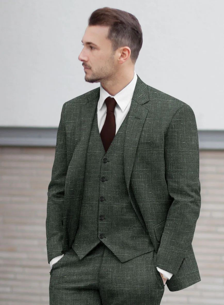 Italian Murano Bottle Green Wool Linen Suit