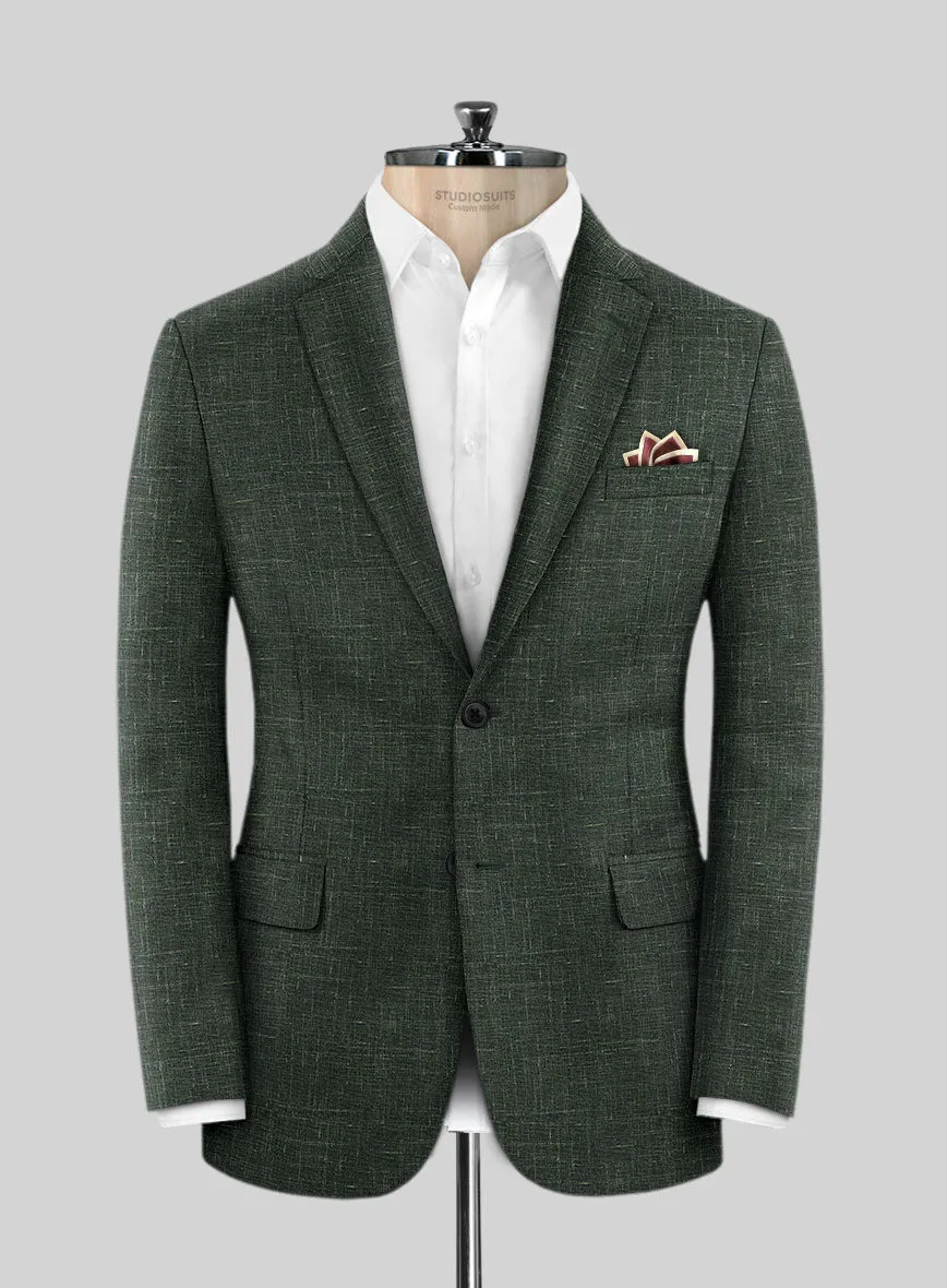 Italian Murano Bottle Green Wool Linen Suit