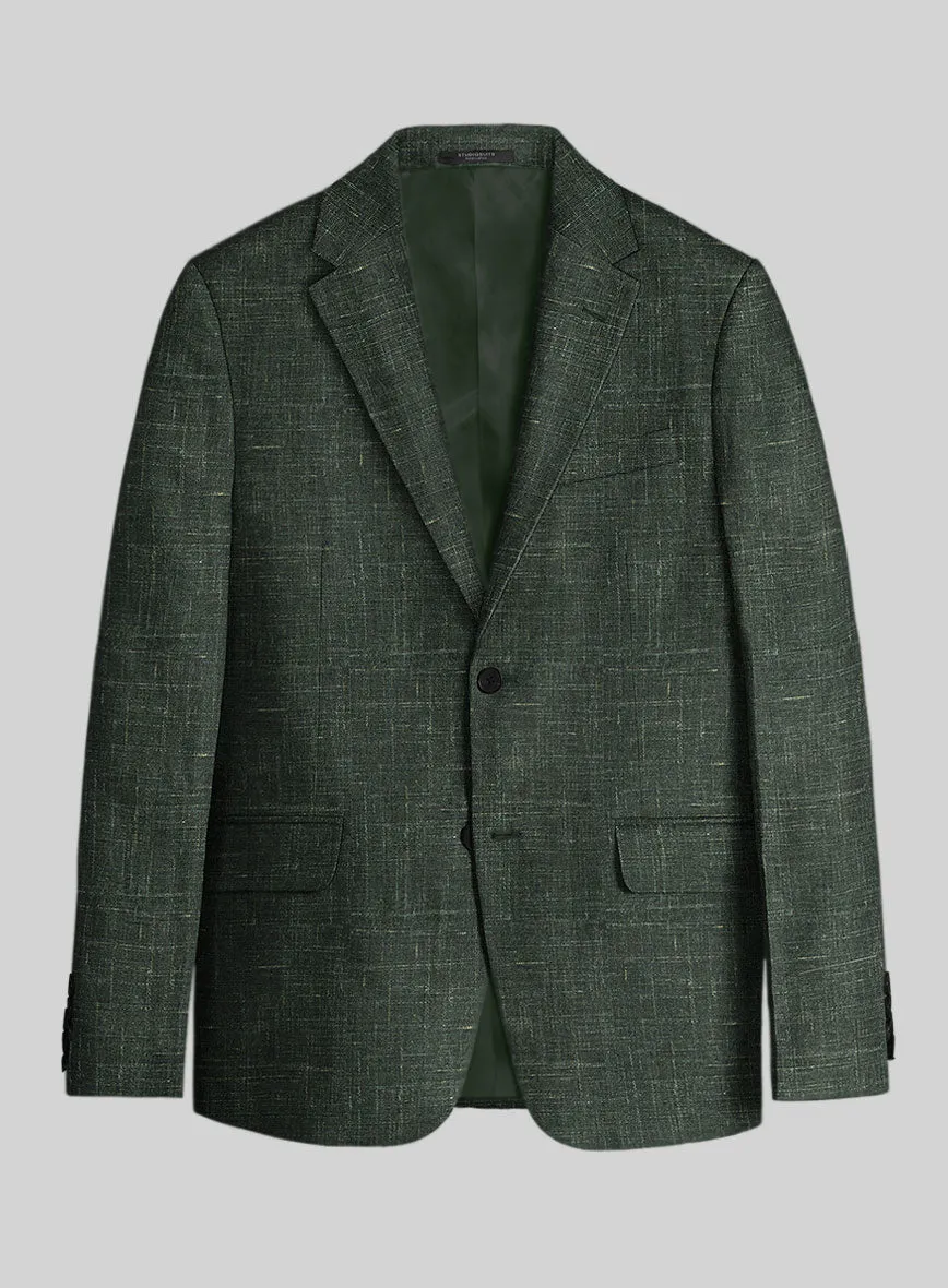 Italian Murano Bottle Green Wool Linen Suit