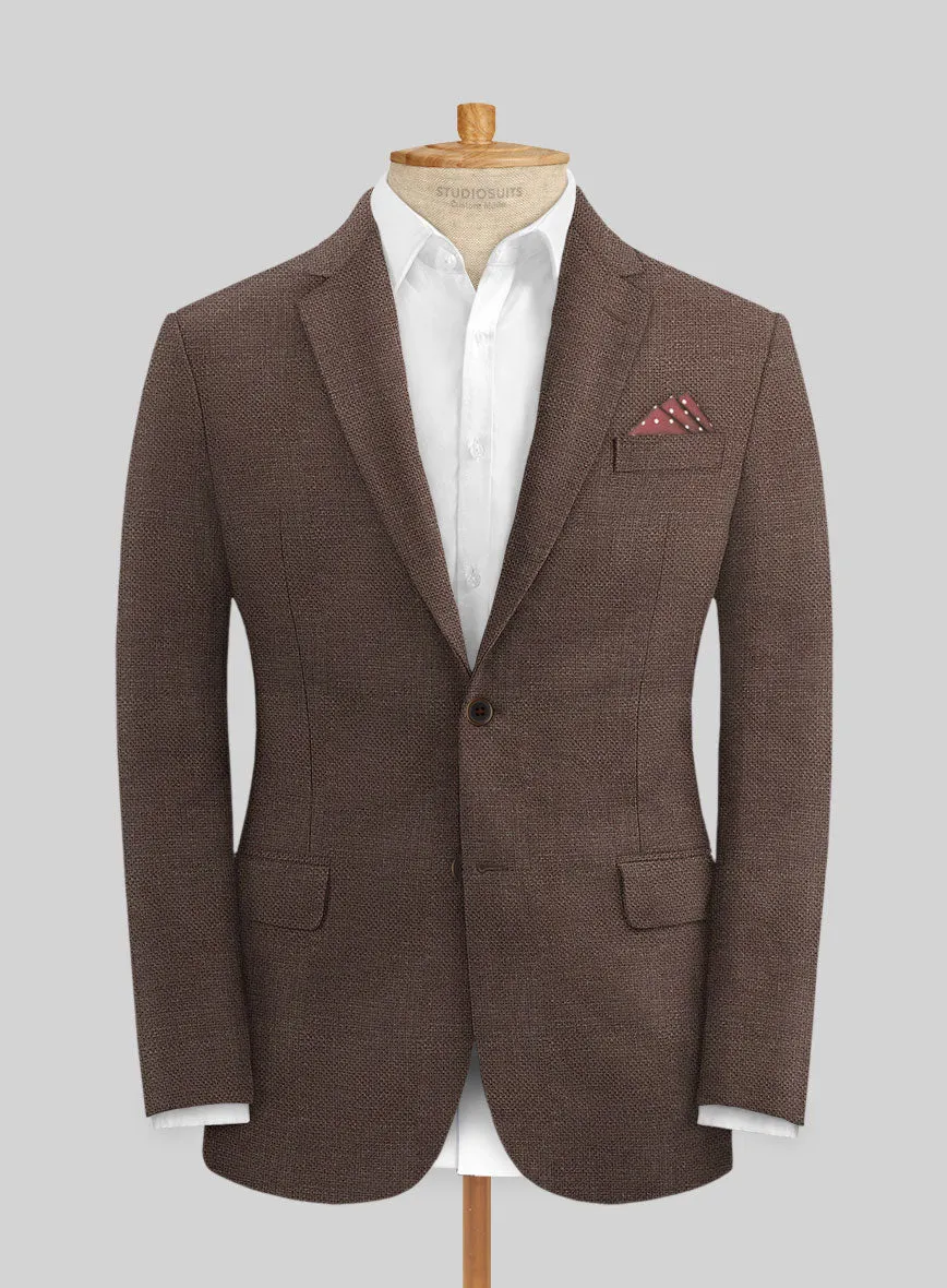 Italian Prato Brown Dobby Linen Suit