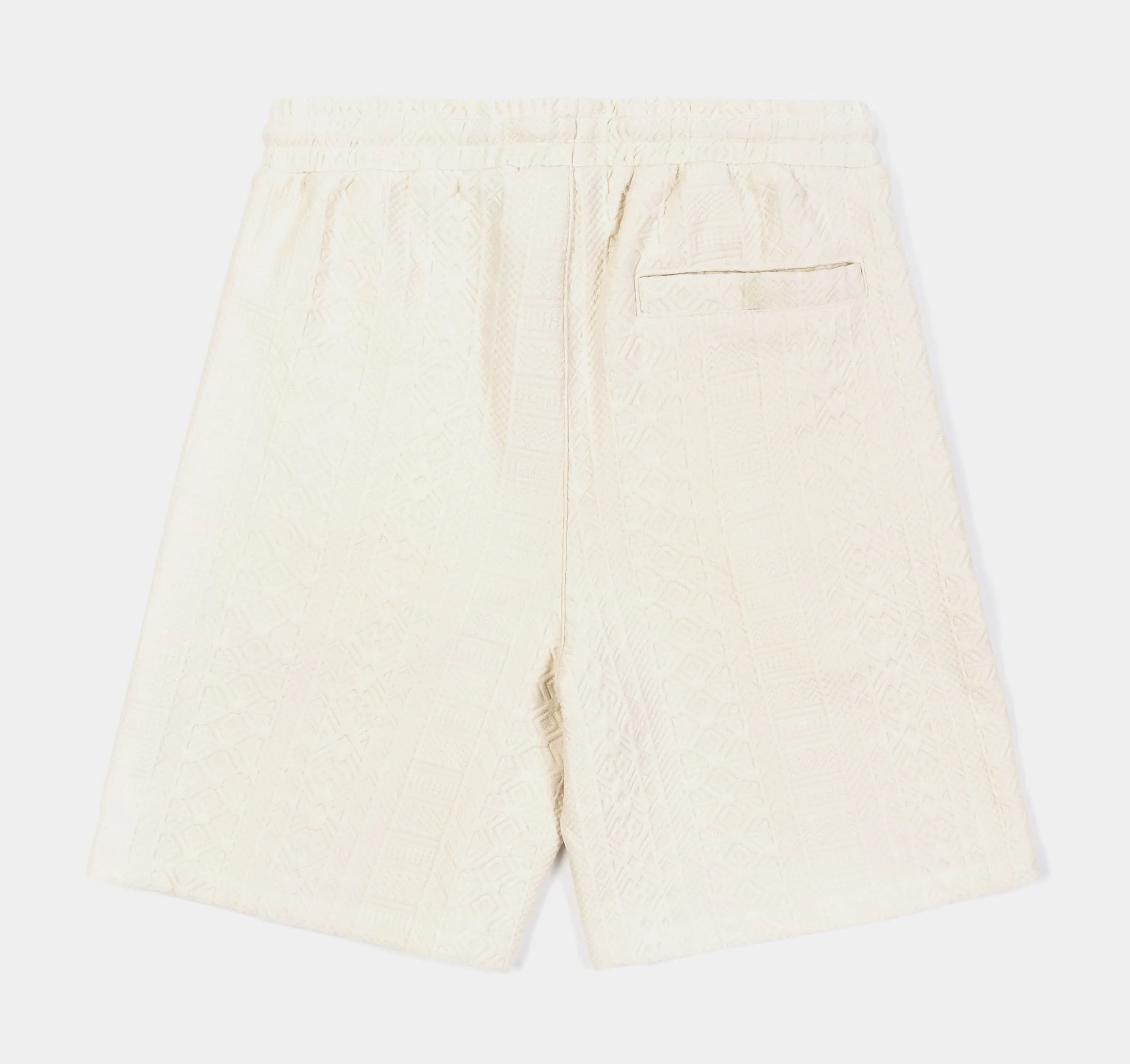 Jacquard Ornate Printed Mens Shorts (Cream)