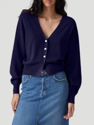 Jessie Elegant Navy Cashmere Cardigan