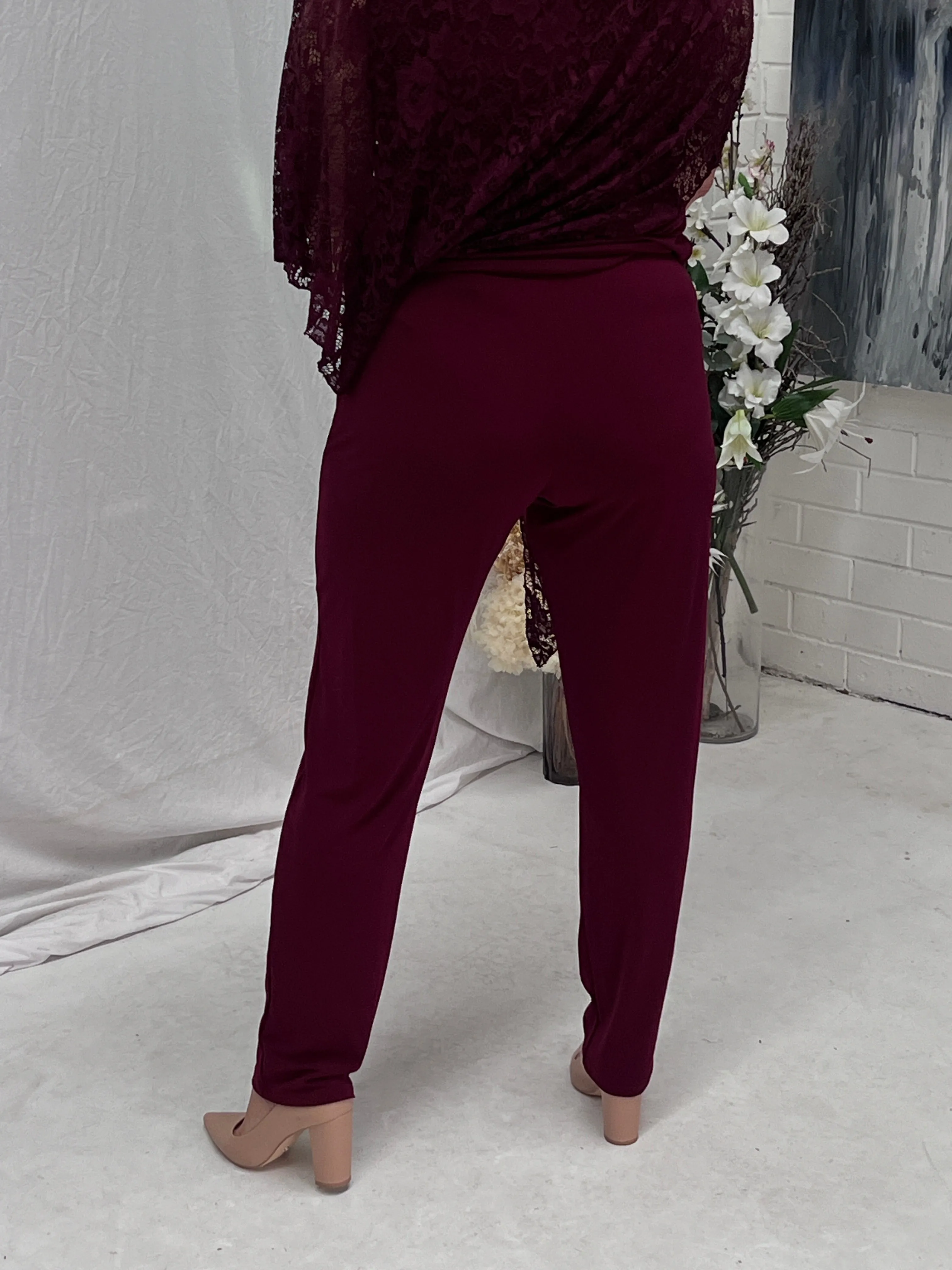 Juno Burgundy Jersey Pants