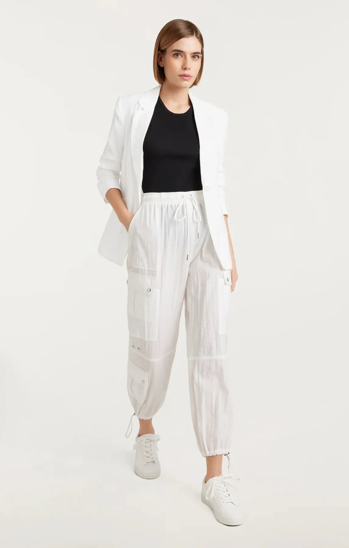 Khloe Woven Blazer - White