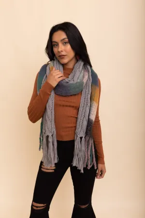 Knit Blend Tassel Trim Scarf