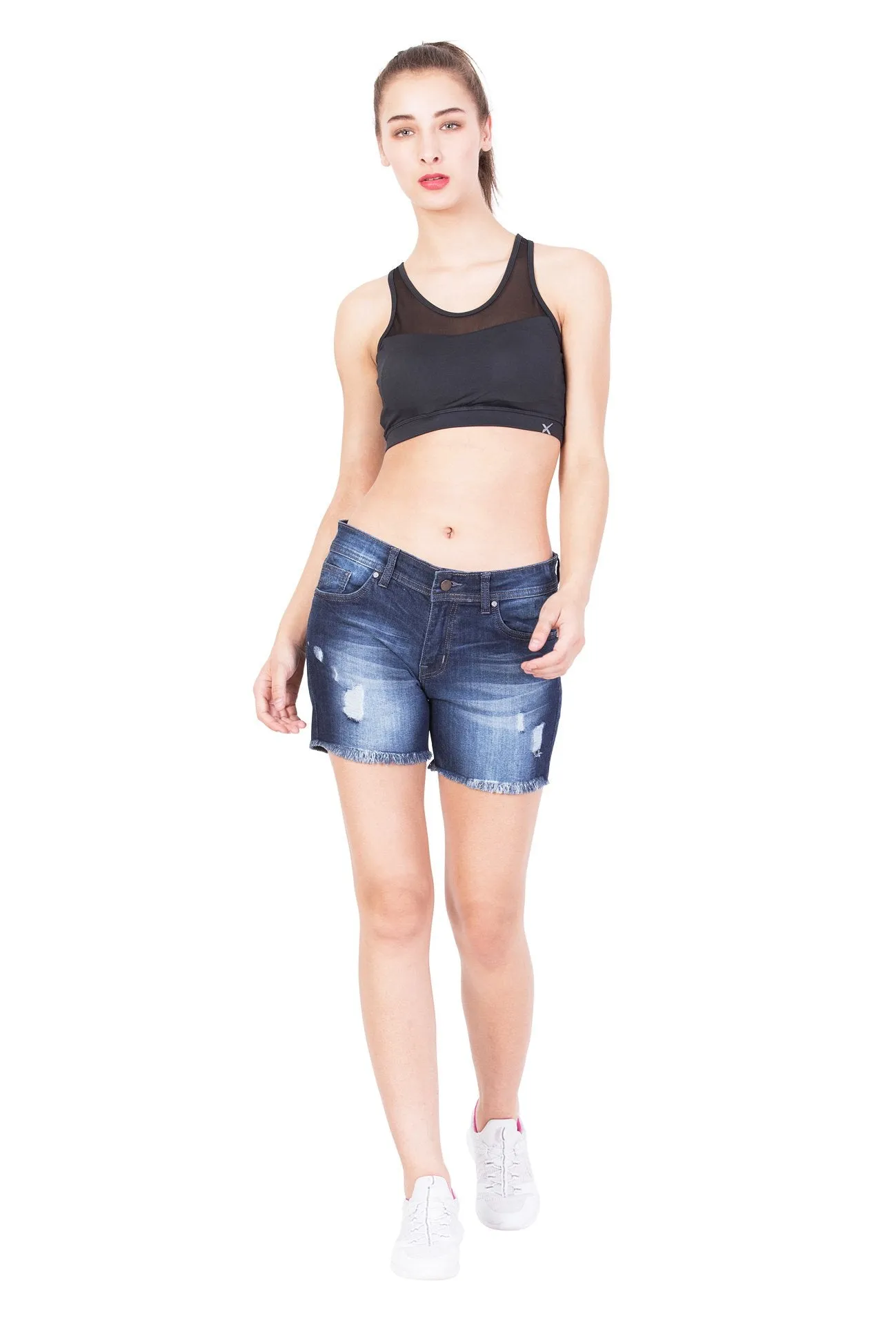 KROSSSTITCH High waist Denim Shorts Blue For Women