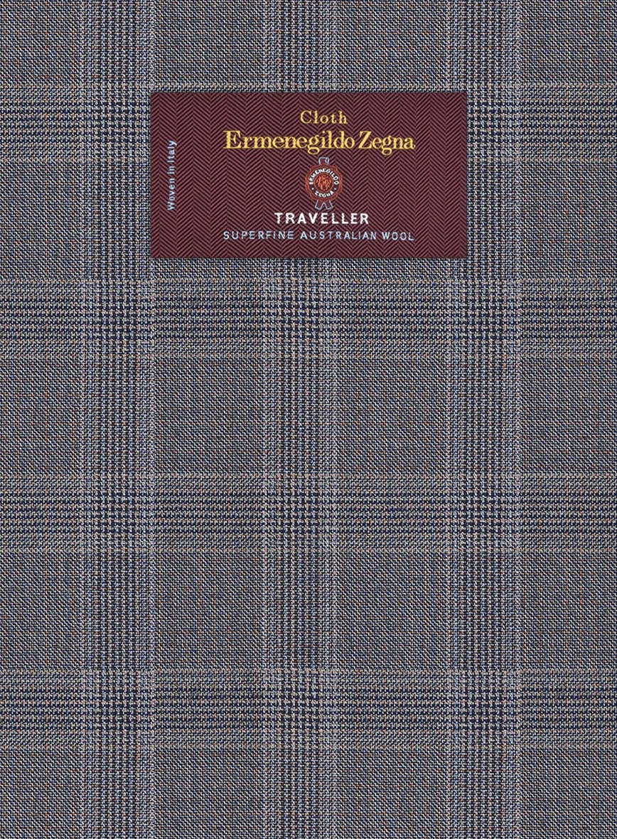 Lanificio Zegna Traveller Valen Blue Checks Wool Pants