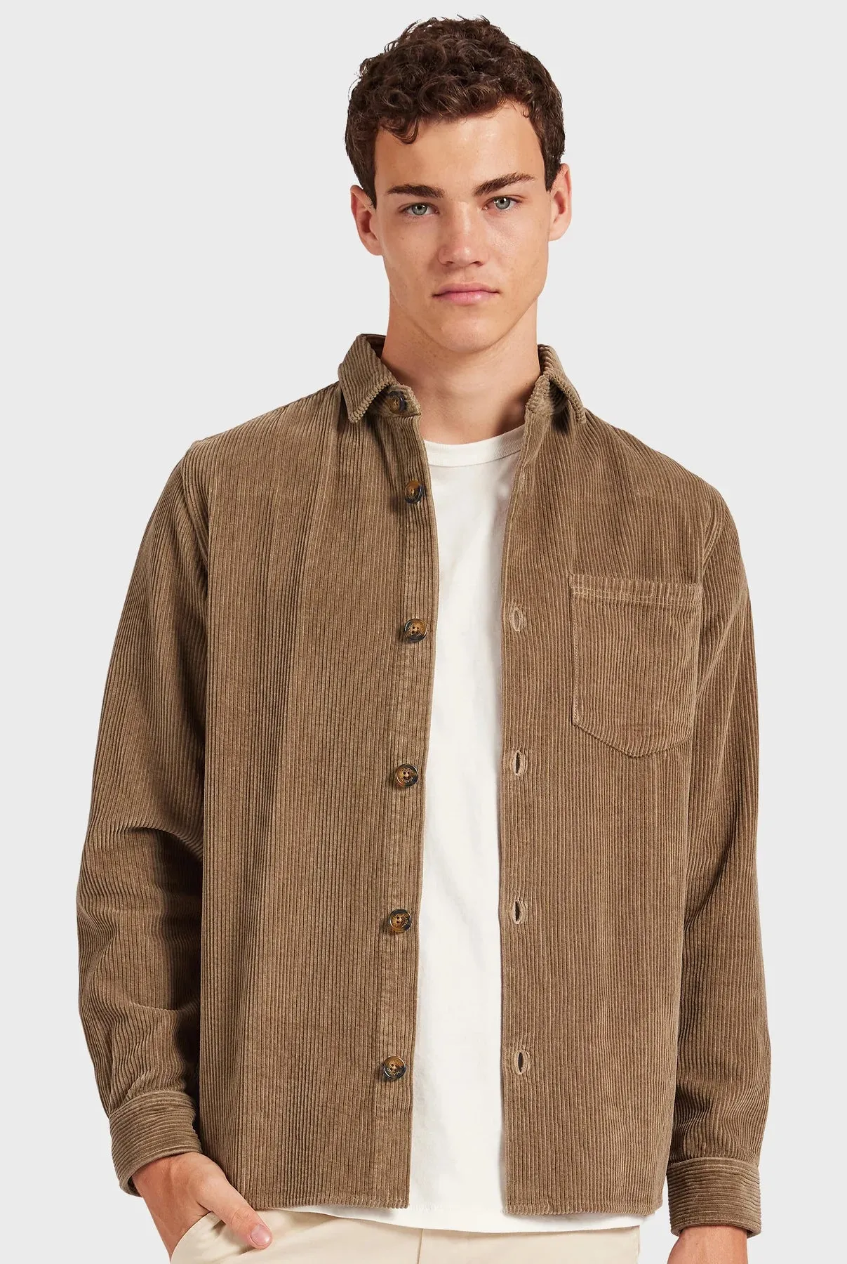 Lebowski Cord Overshirt in Kelp Green