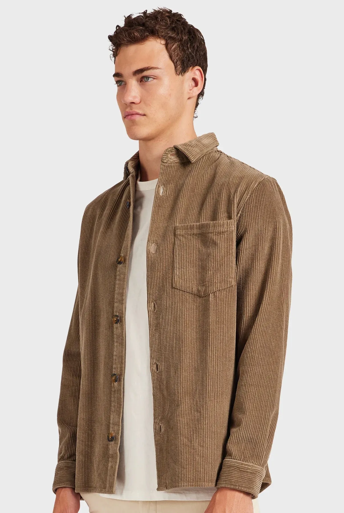 Lebowski Cord Overshirt in Kelp Green