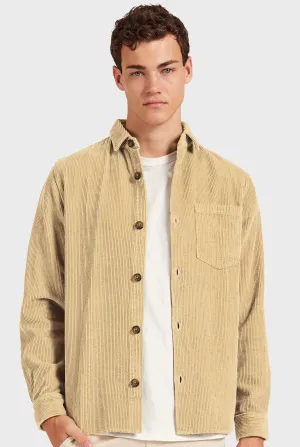 Lebowski Cord Overshirt in Macadamia