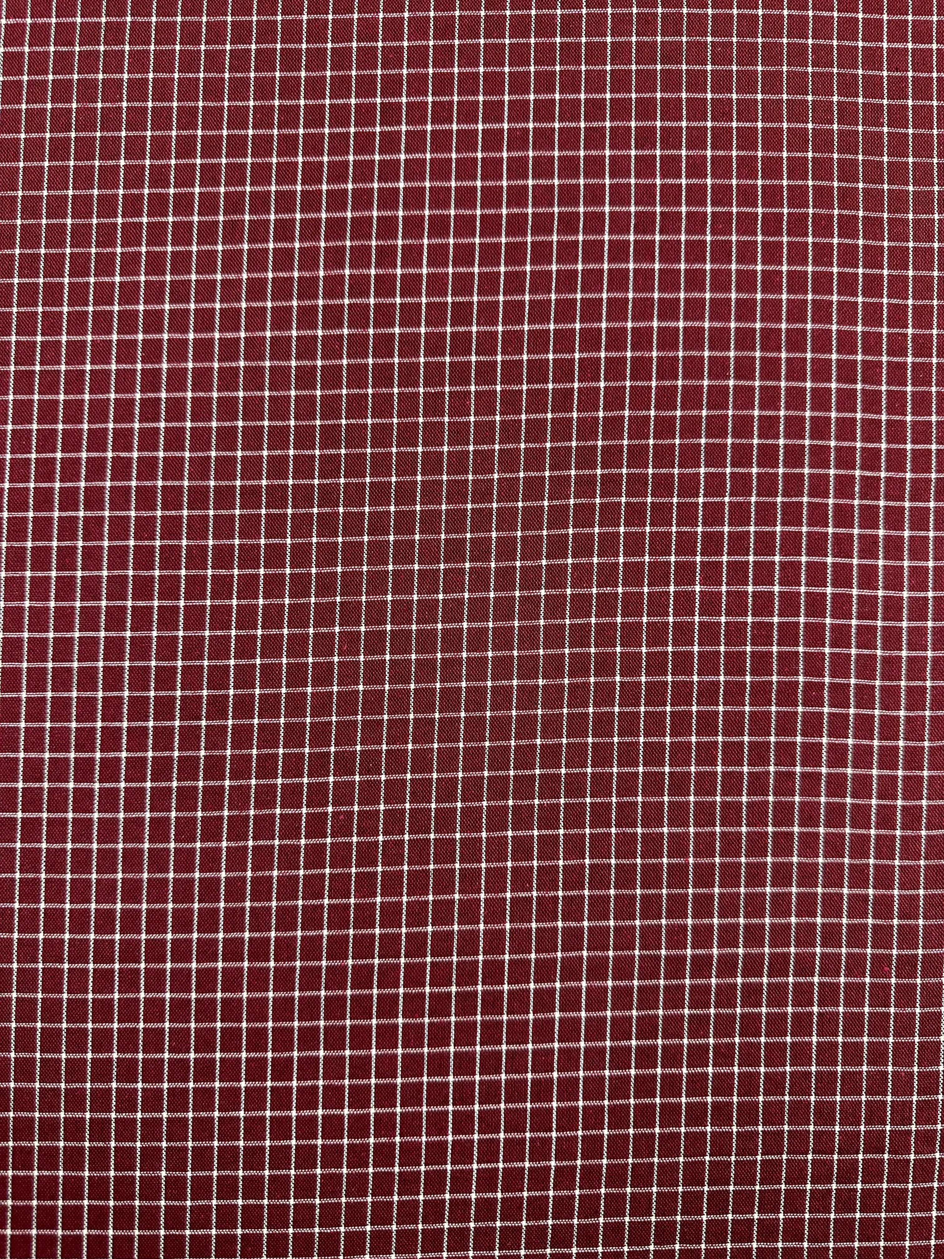 Linen Rayon Grid - Cabernet - 145cm