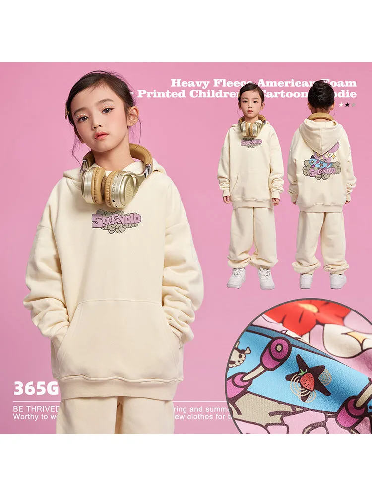 Loose-Fitting Foam Cartoon Print Kids Hoodies