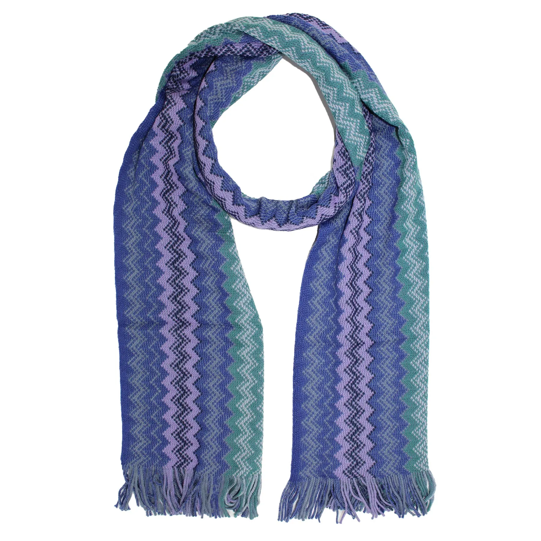 Missoni Scarf Lilac Purple Sage Green Herringbone Design - Designer Shawl SALE