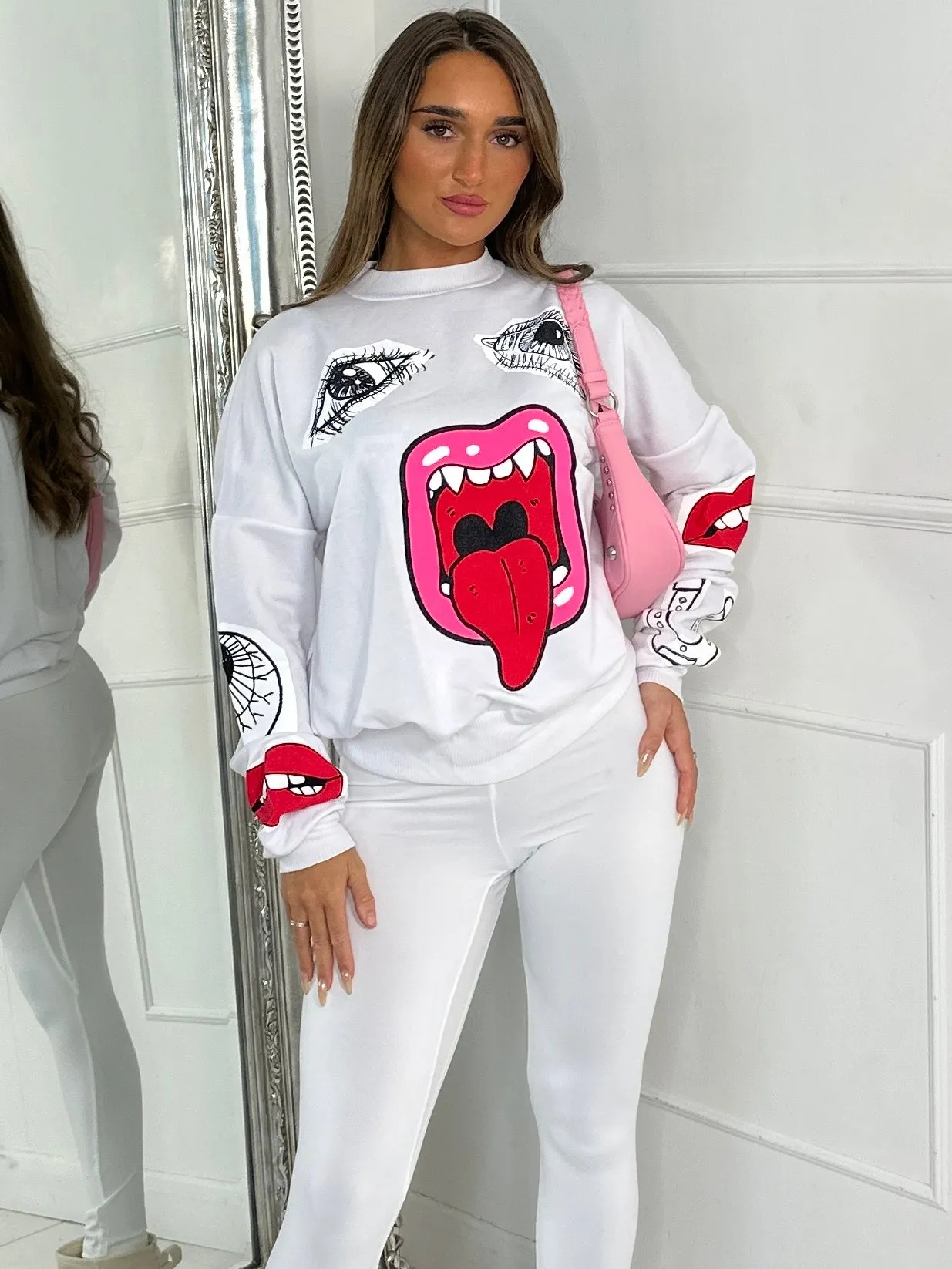 Mouth Print Sweatshirt - White