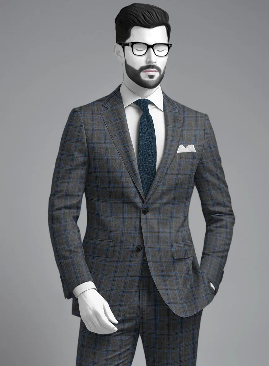 Napolean Sarcho Gray Blue Wool Suit