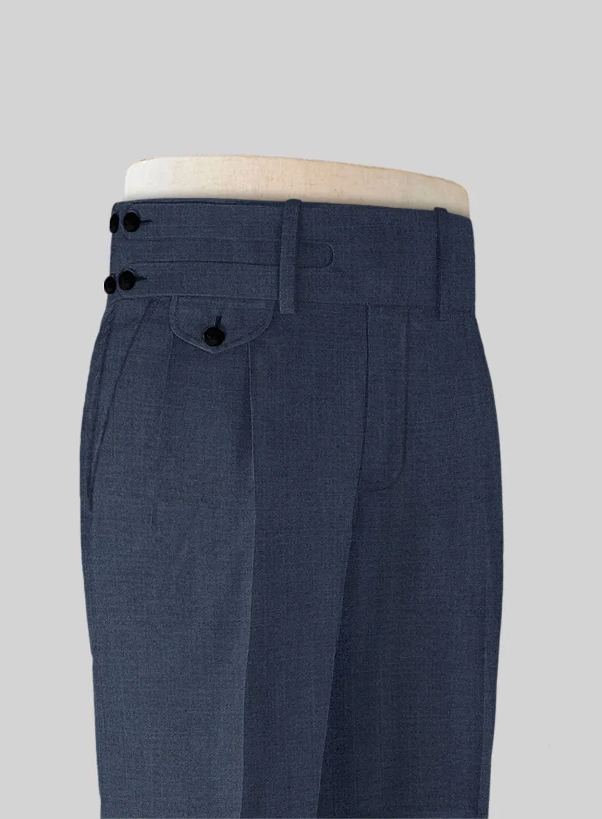 Napolean Slate Blue Double Gurkha Wool Trousers