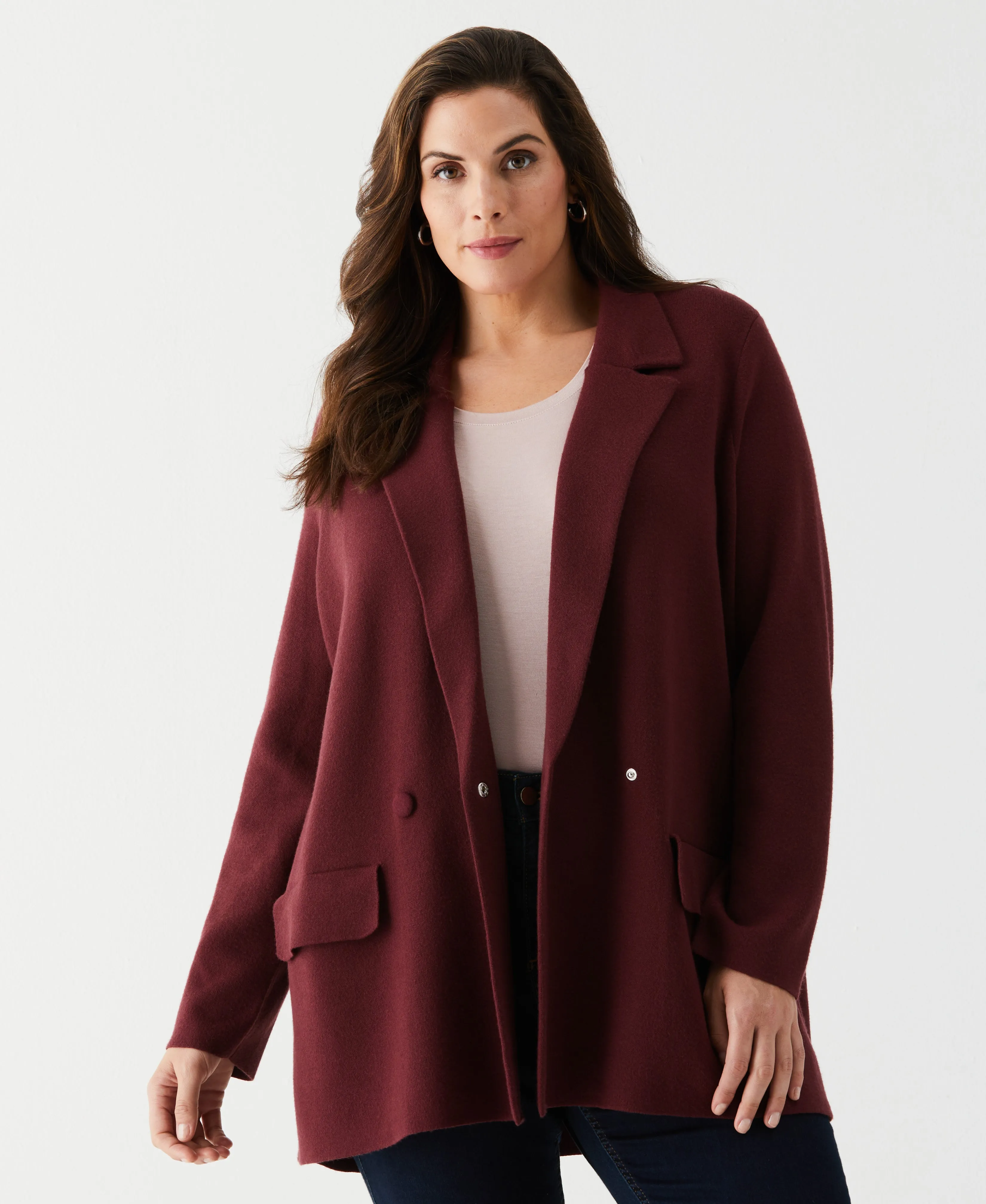 Plus Size Relaxed Sweater Blazer