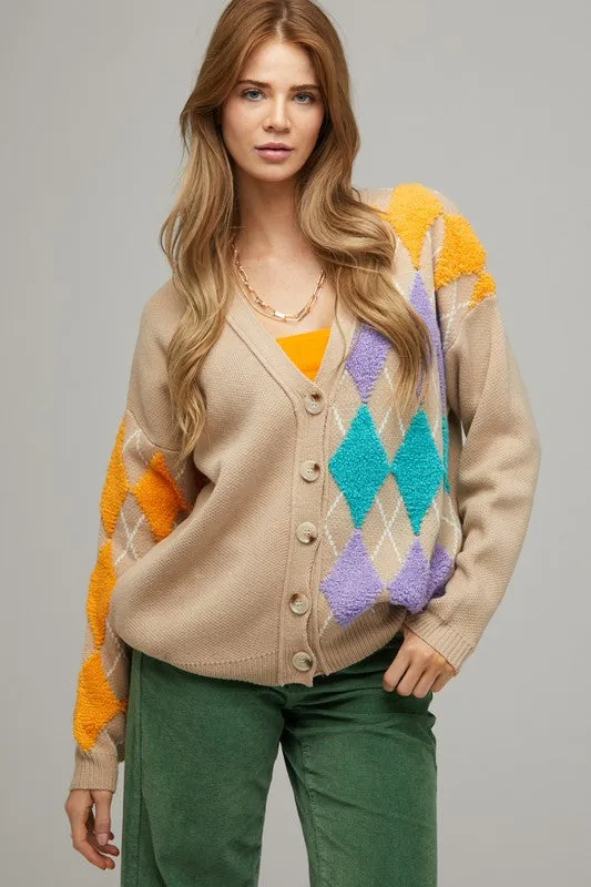 Plus V Neck Button Front Cardigan